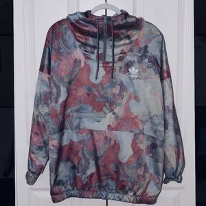 Adidas Quarter Zipped Hooded Marbled Wind Breaker